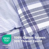 100% Cotton Sateen Printed Duvet Cover Set - 300 Thread Count Luxury Bedding - Ultra Soft & Breathable - 16871